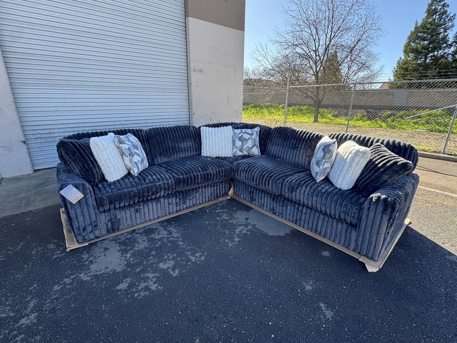 Indigo Cloud Sectional in deep navy plush